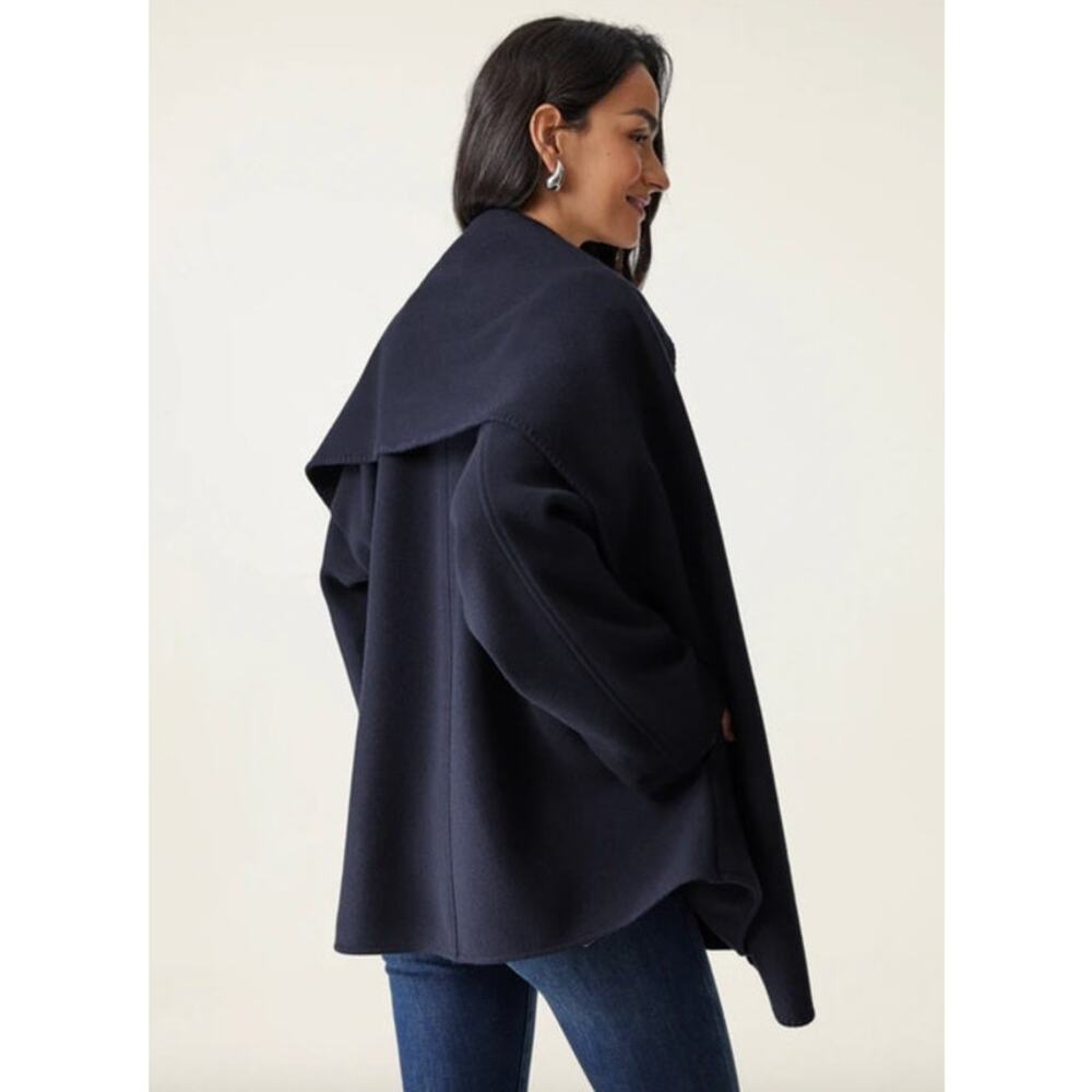 OGL Jacket Size L Navy Blue Oversized Scarf Jacket CashSoft Pockets Coat NEW - Picture 2 of 16